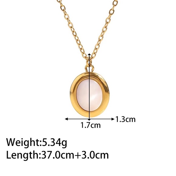 ◾️18k Gold Plated Natural White Opal Pendant Necklace - Picture 6 of 9